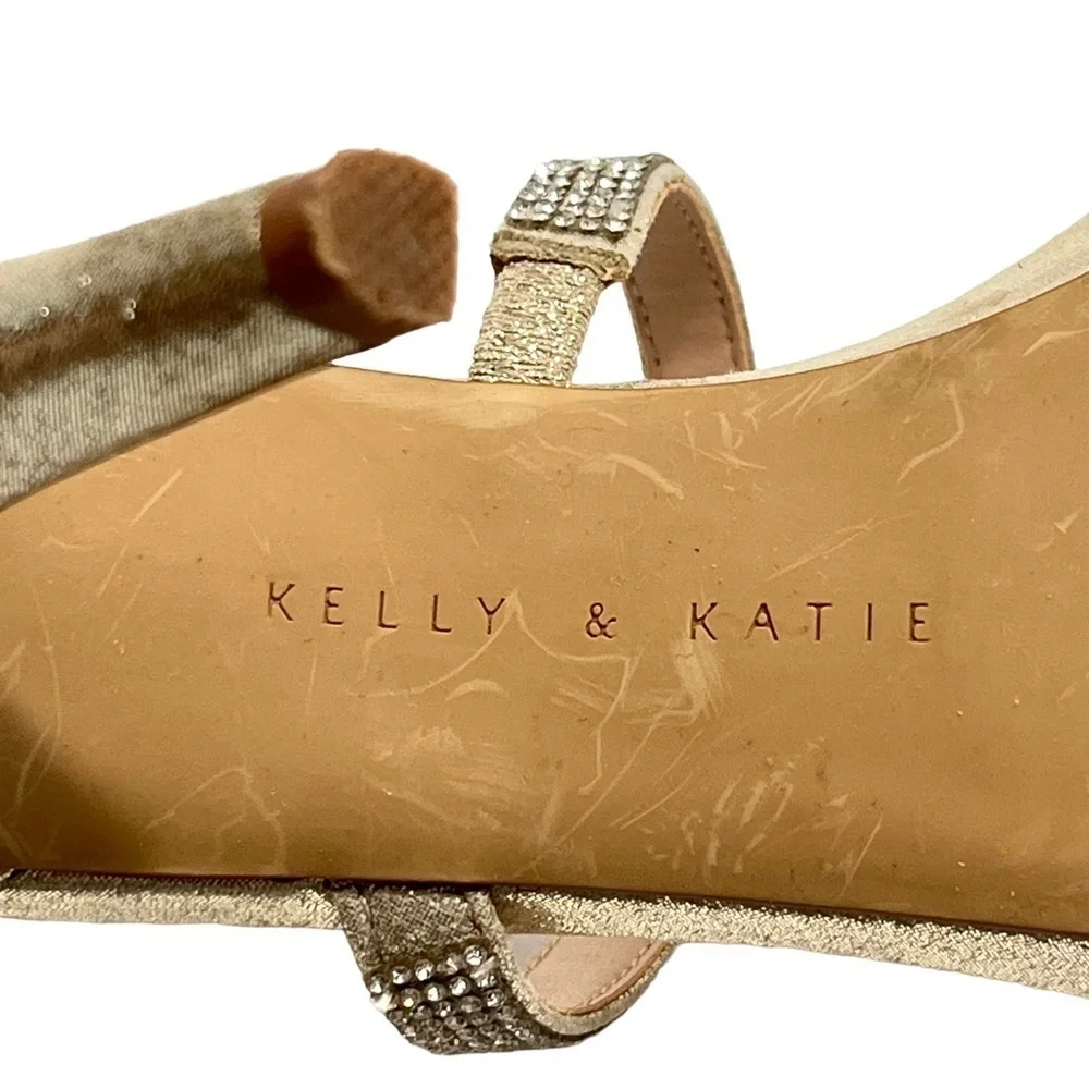 Kelly & Katie Courtnee Gold Sparkly Prom Wedding Heels Size 8 M